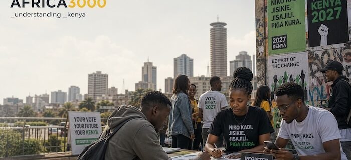 Kenya editorial hero image showing Gen Z voter registration and the road to the 2027 election.